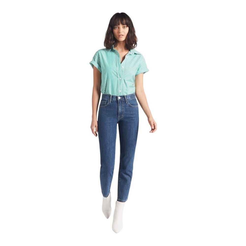 Current Elliott The Vintage Cropped Rehan Blue Medium Wash Slim Denim Jeans 30